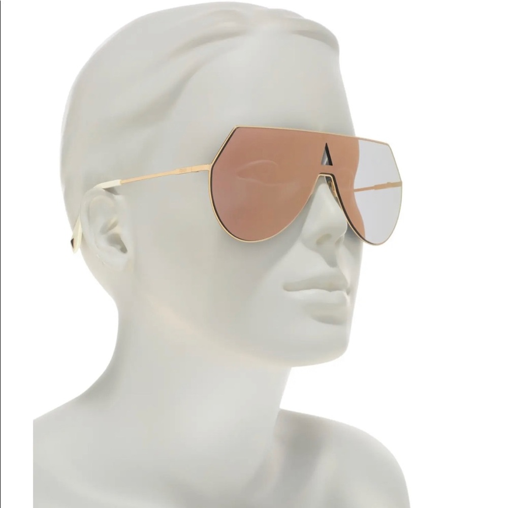 Fendi Rose Gold Flat Top Mirror Sunglasses- Authentic